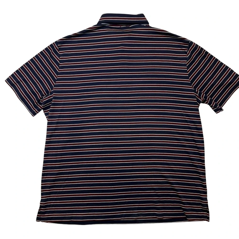 Polo Ralph Lauren Mens L Red Blue White Striped Pony Short Sleeve Polo Shirt